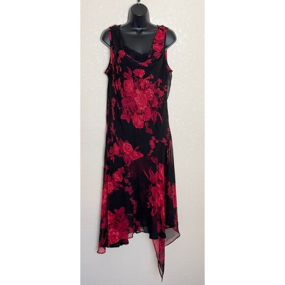 Vintage Y2K Beaded Midi Dress 90s Floral Gown XL Fairy Grunge Whimsigoth PROM - Picture 1 of 7
